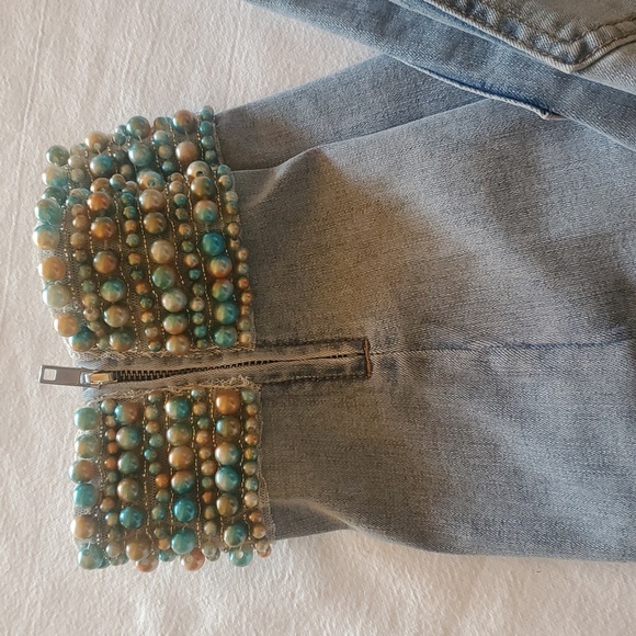 Boston Proper embellished pearl ankle Sz. 12 Blue Jeans NWT - Picture 3 of 11